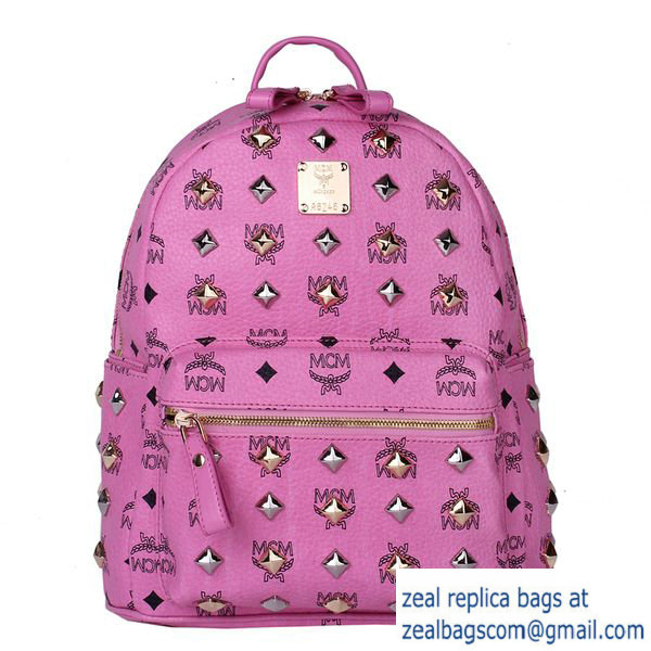 High Quality Replica MCM Stark Studded Small Backpack MC2089S Rosy - Click Image to Close